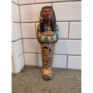 Vintage Hand-Painted Egyptian Mummy Doll – 12-Inch Folk Art Figurine